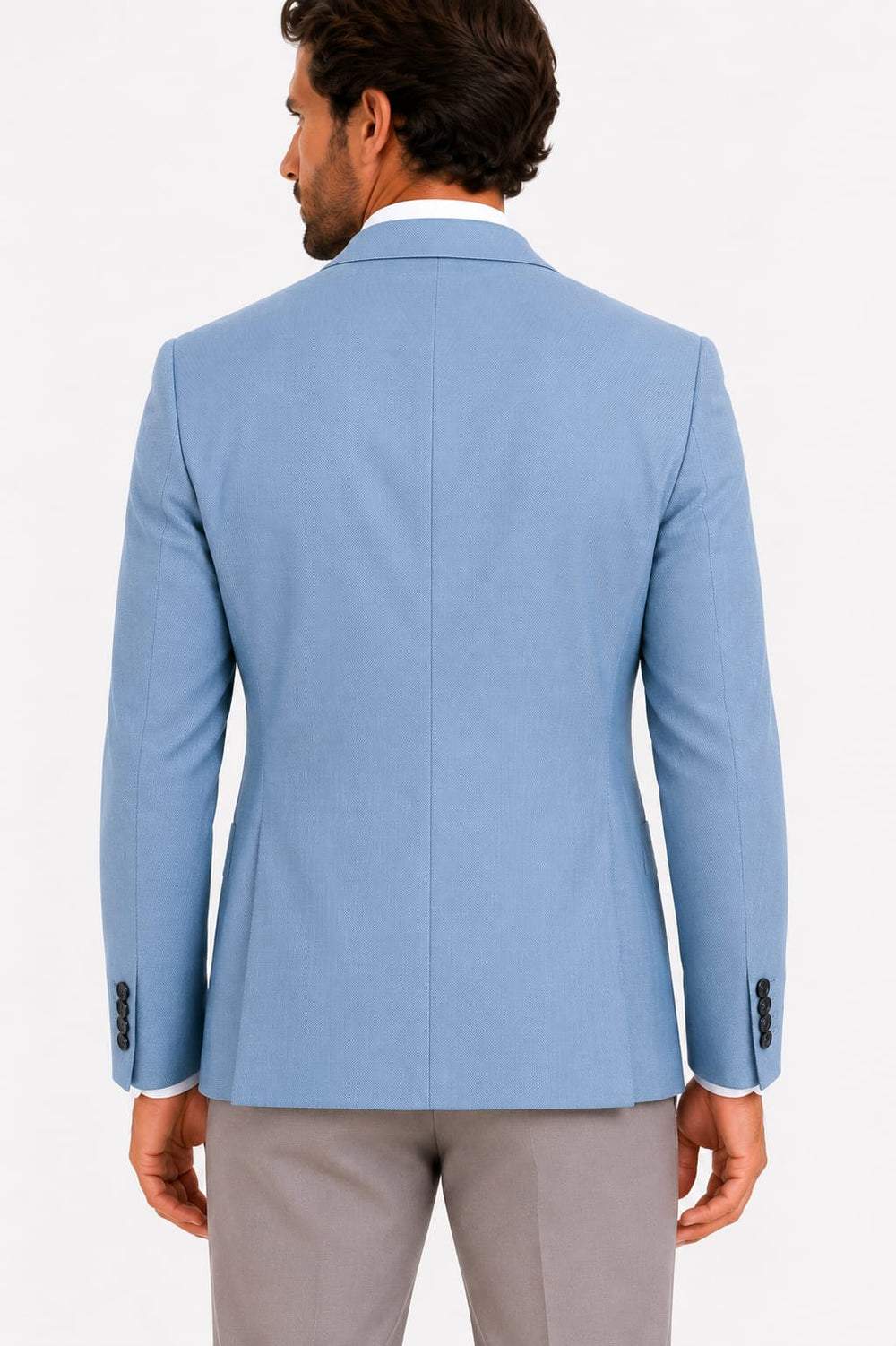 Veston texturé extensible homme noir vue de dos avec détails couture Lief Horsens - Valérie Simon