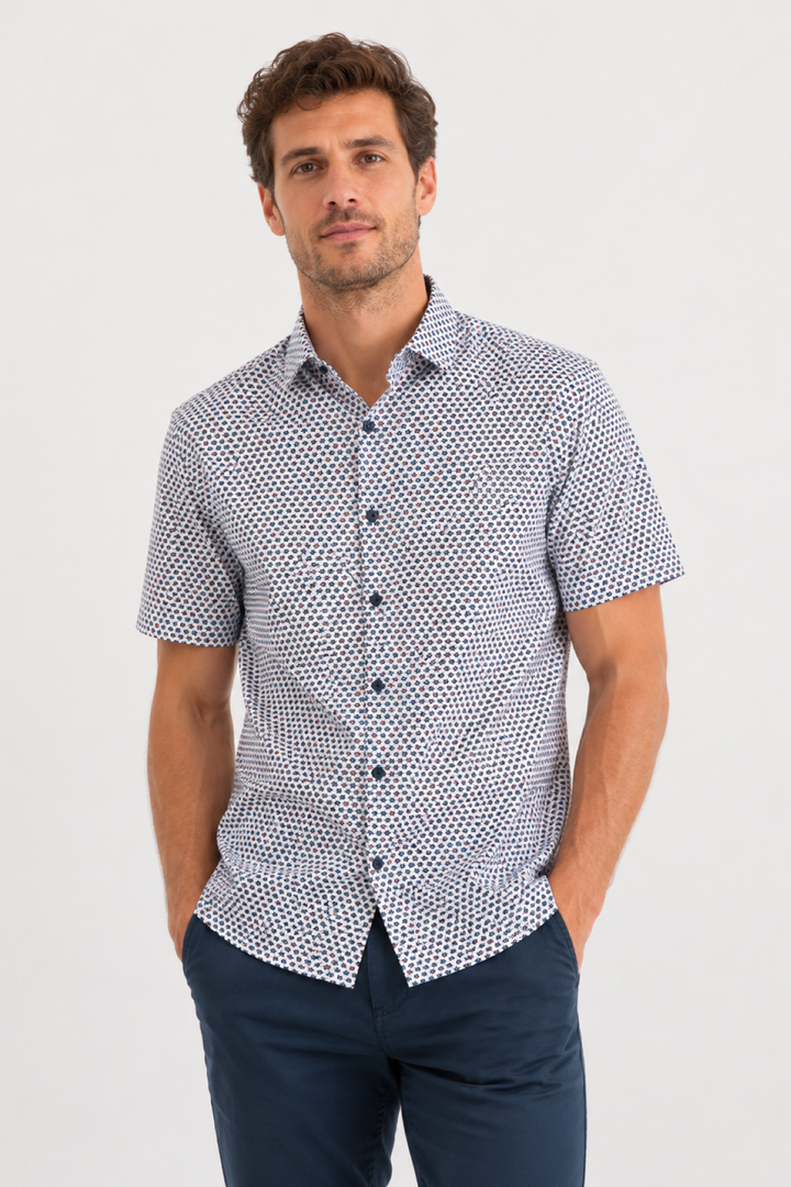 Chemise manches courtes imprimée micro motif