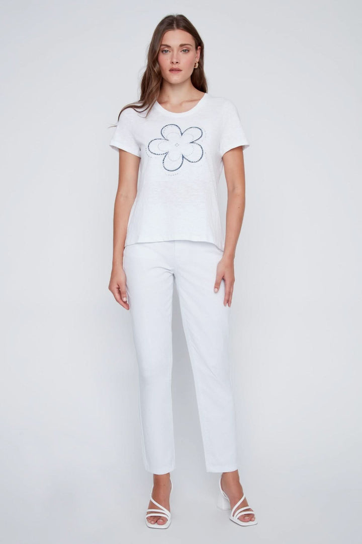 T-shirt with a sparkly floral print
