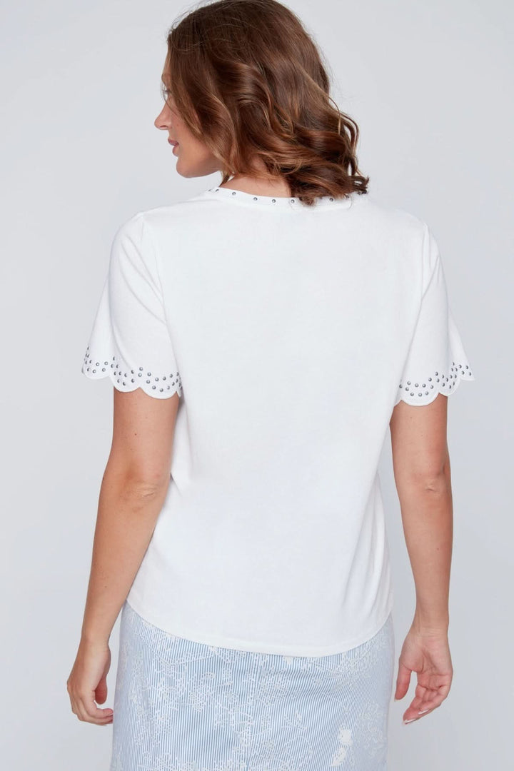 T-shirt à manches festonnées