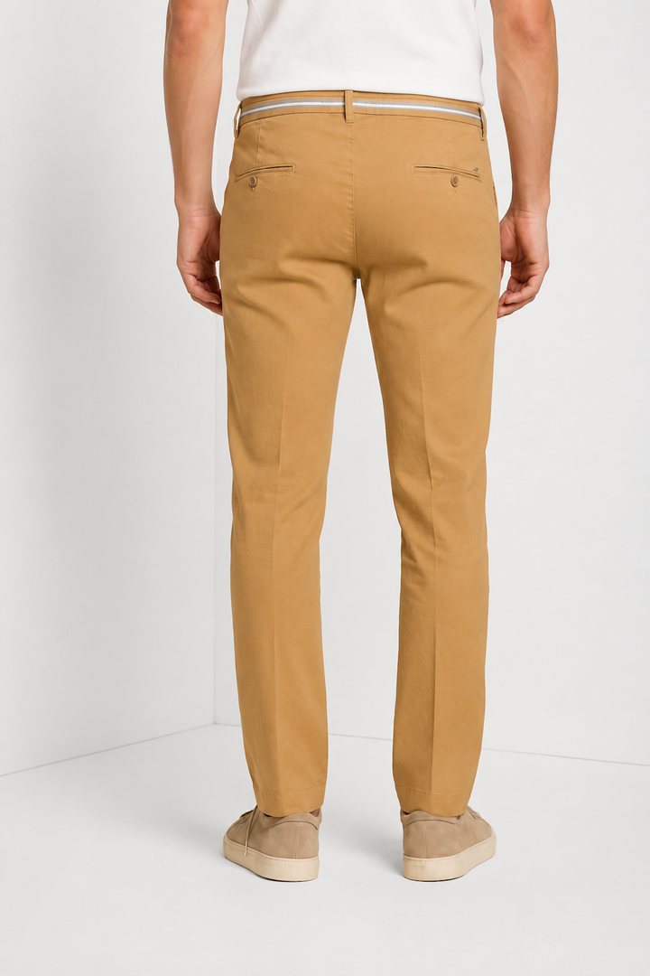 Pantalon Turin Oxford en lin et coton coupe moderne