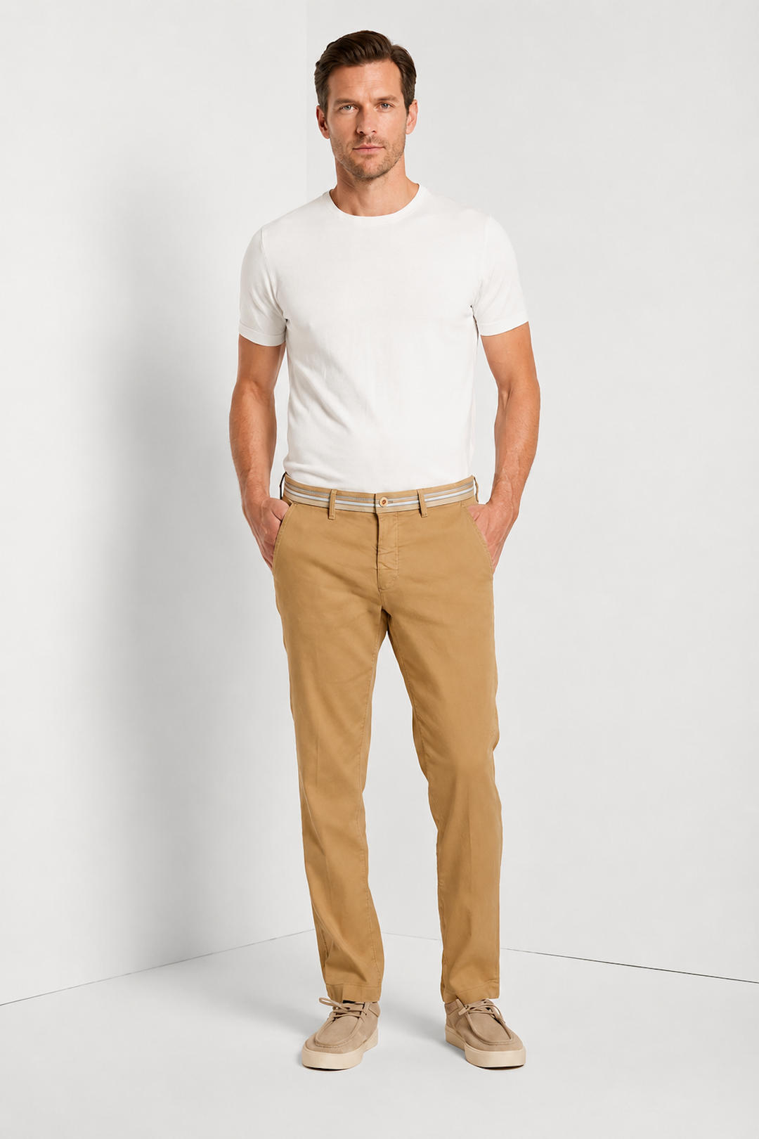 Pantalon Turin Oxford en lin et coton coupe moderne
