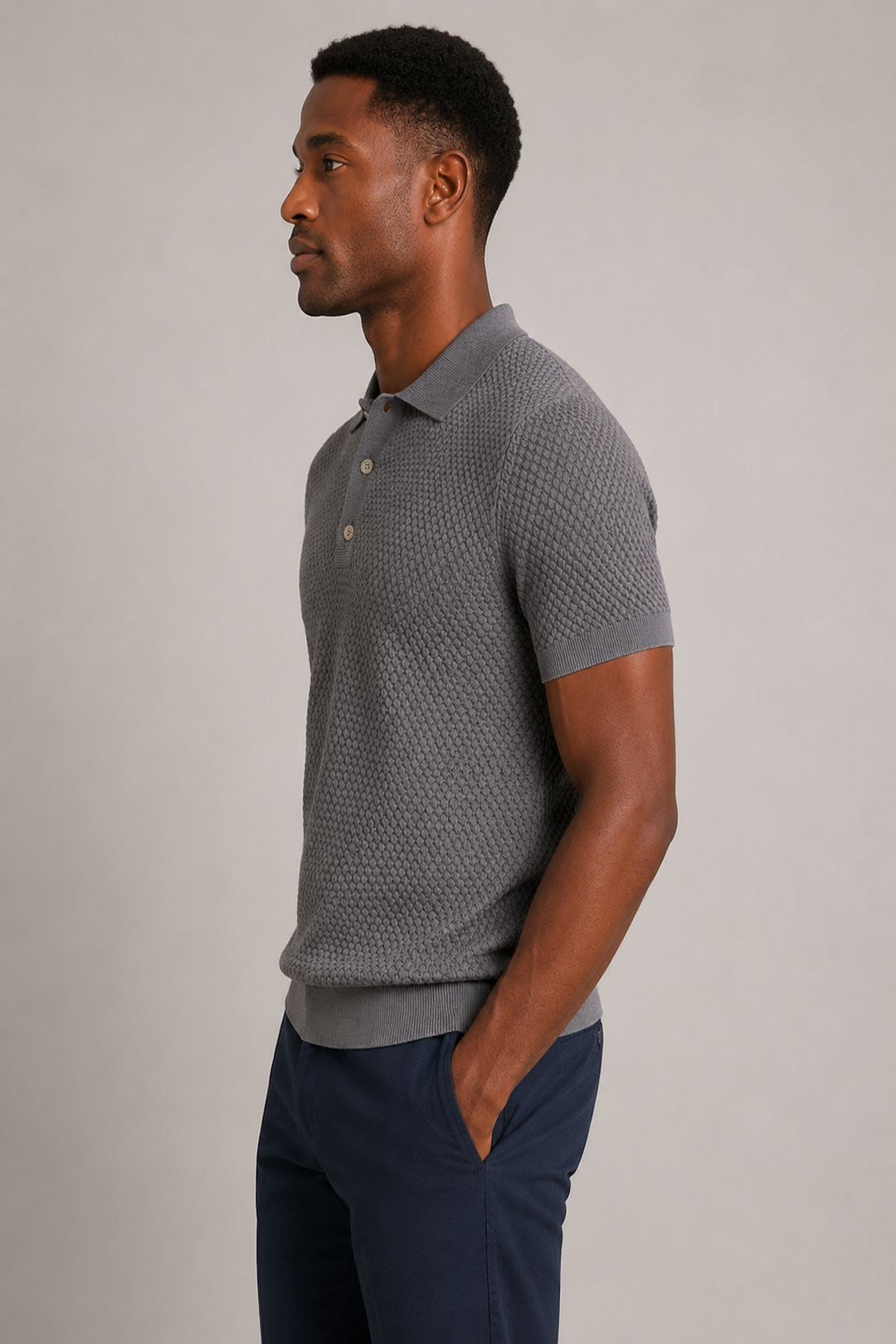 Polo texturé en coton