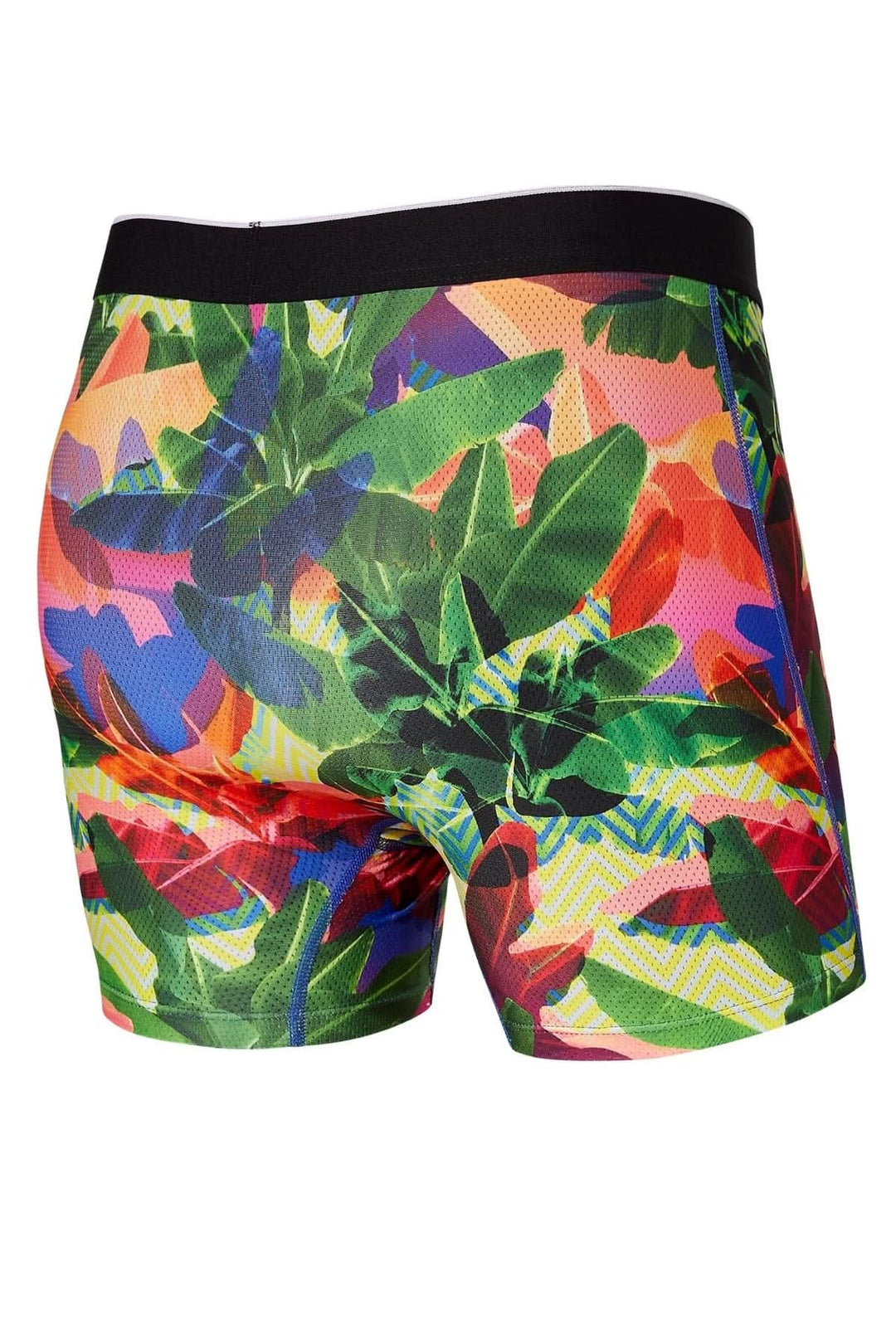 Shorts à motifs tropicaux colorés, coupe ajustée, tissu respirant idéal pour l&
