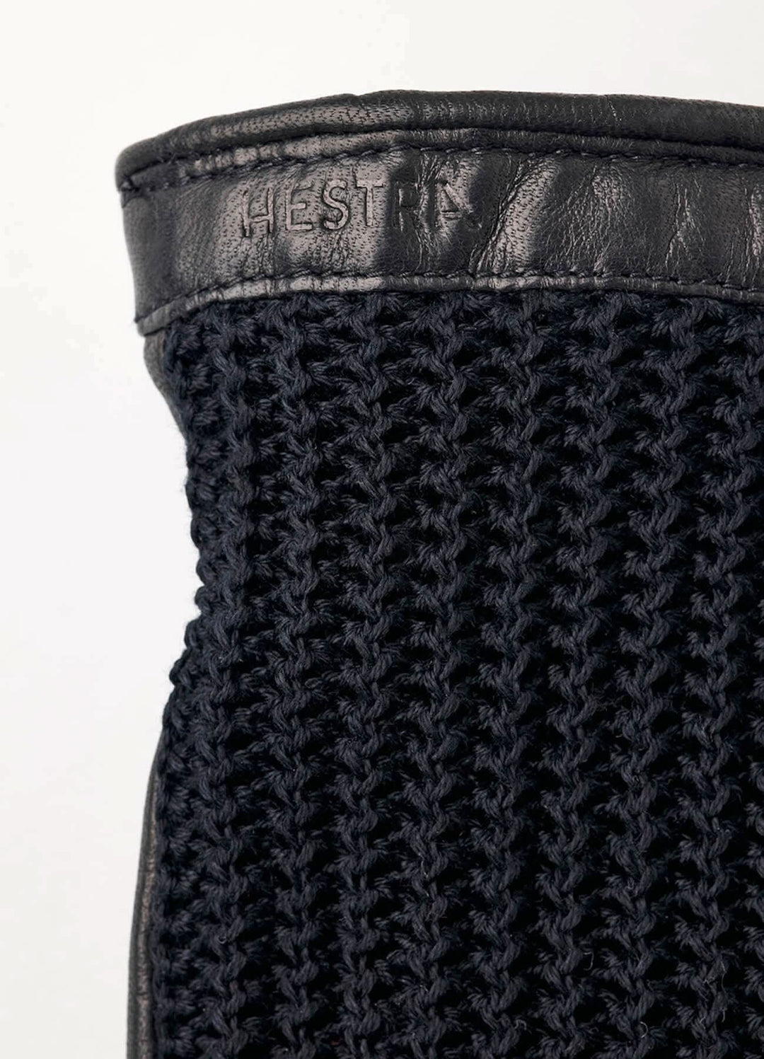 Gant HESTR en cuir noir avec dos en crochet, adapté pour l&