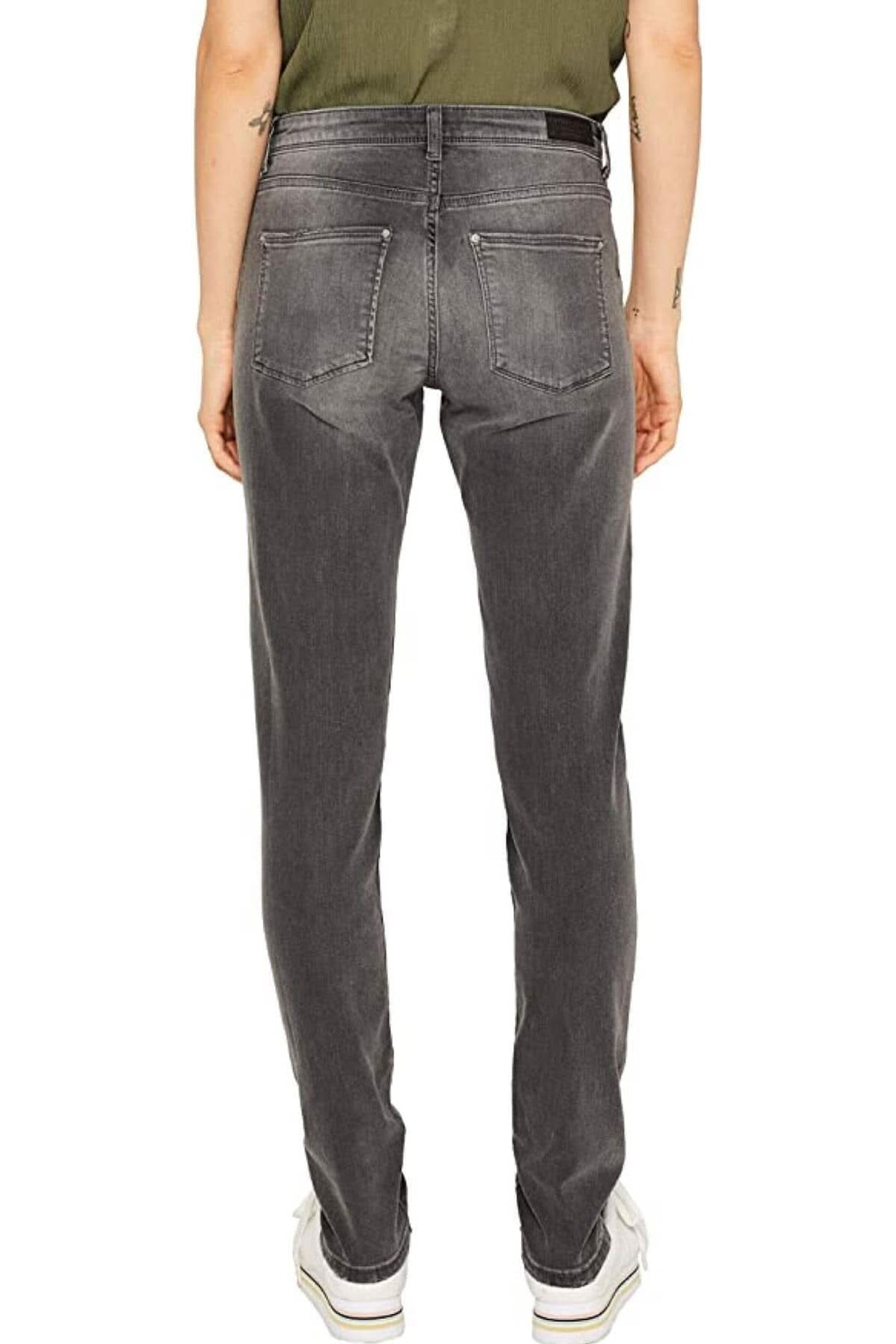 Jean Boyfriend en denim gris, coupe ample, vue arrière, style décontracté, 5 poches.