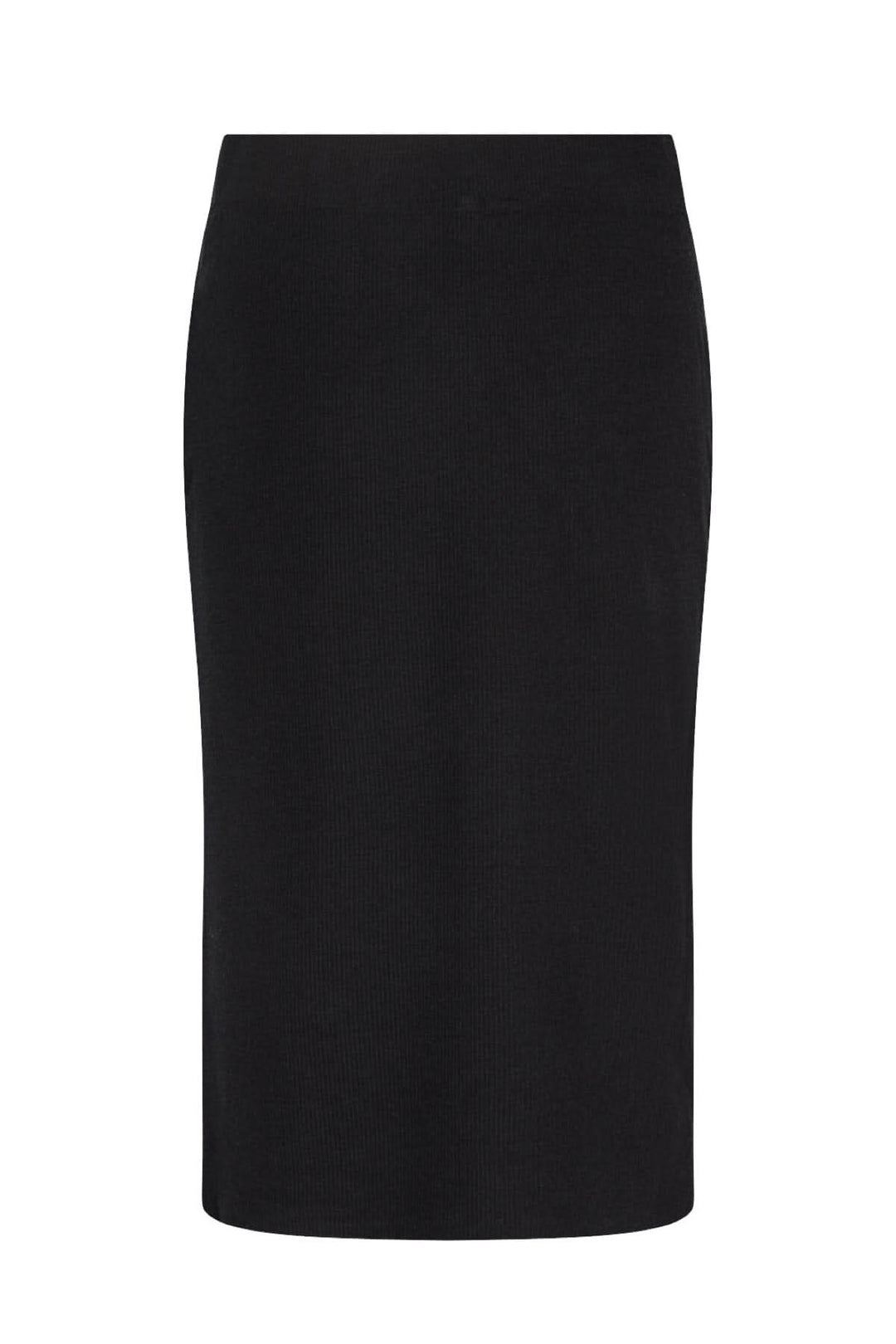 Jupe crayon noire, coupe ajustée et taille haute, en polyester recyclé et viscose durable.