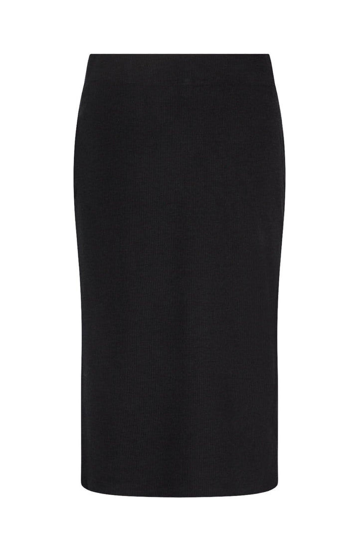Jupe crayon noire, coupe ajustée et taille haute, en polyester recyclé et viscose durable.