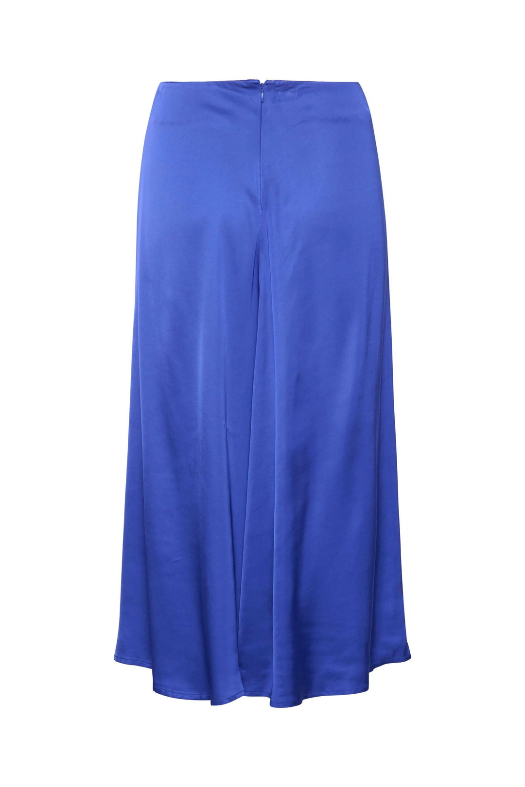 Jupe longue en viscose bleu, coupe A, avec fermeture éclair invisible, idéale pour un look élégant.