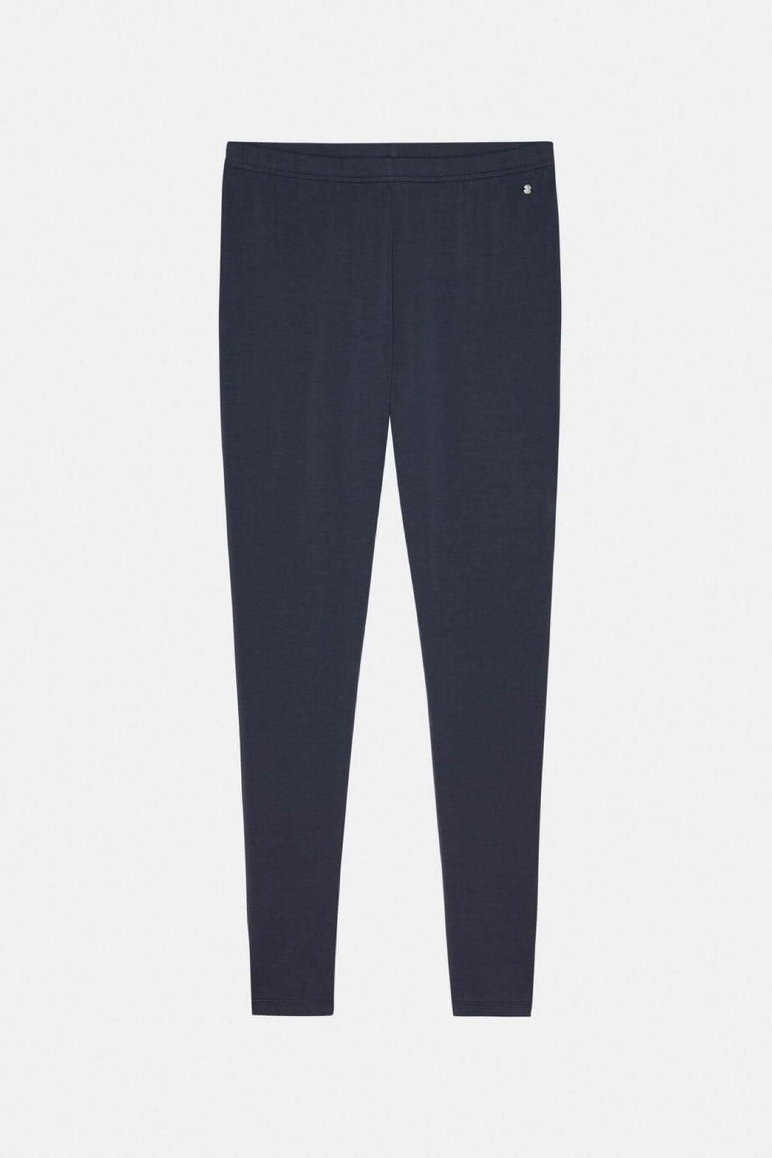 Legging basique noir ajusté en coton bio, taille haute et élastique, idéal sous une tunique ou cardigan.