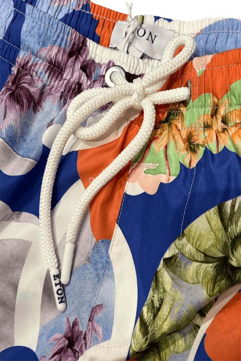 Maillot de bain multicolore avec motifs floraux et cordon de serrage, idéal pour les journées d&