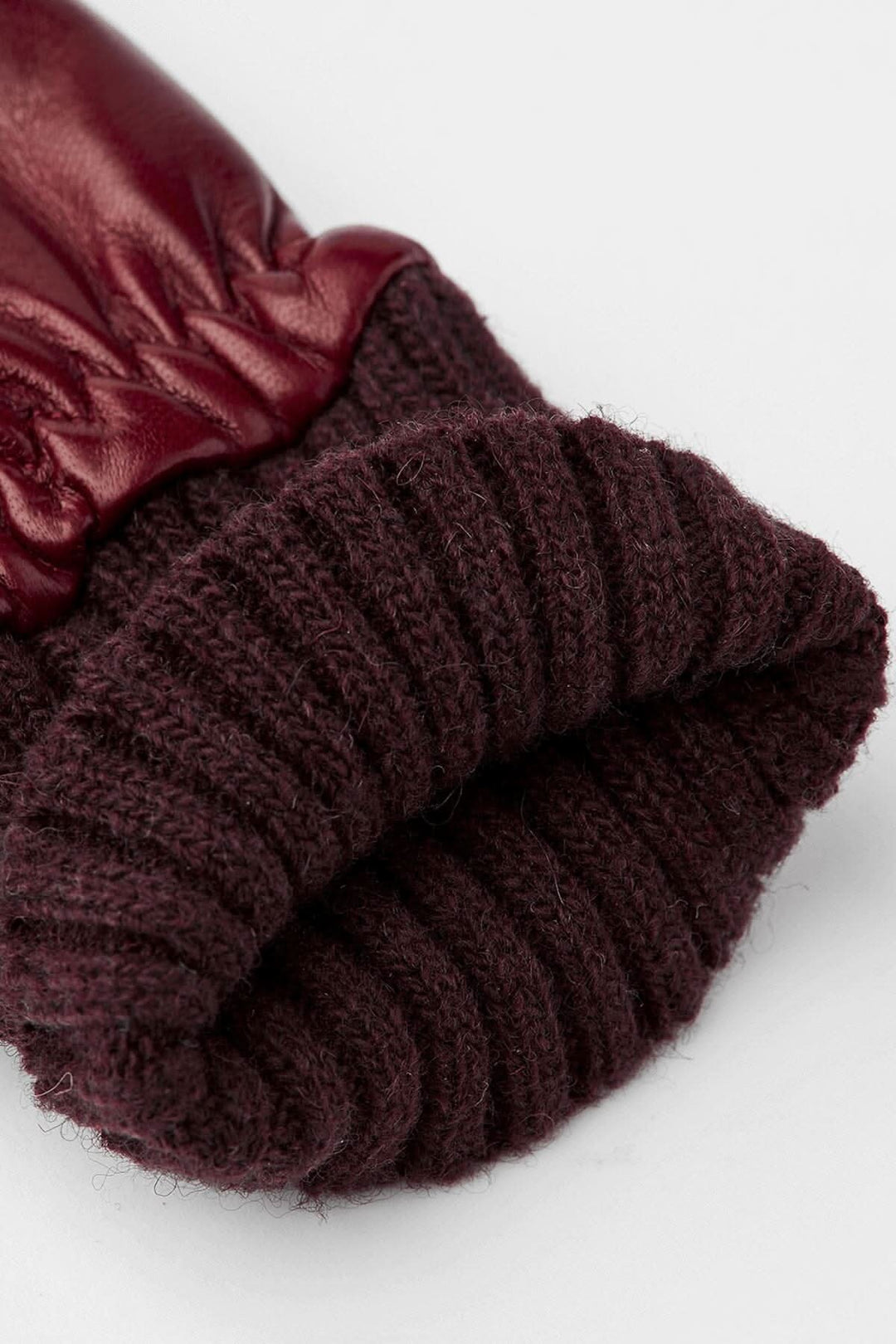 Mitaines Tina en cuir de mouton avec poignets en tricot côtelé, chaudes et douces, style 19491.