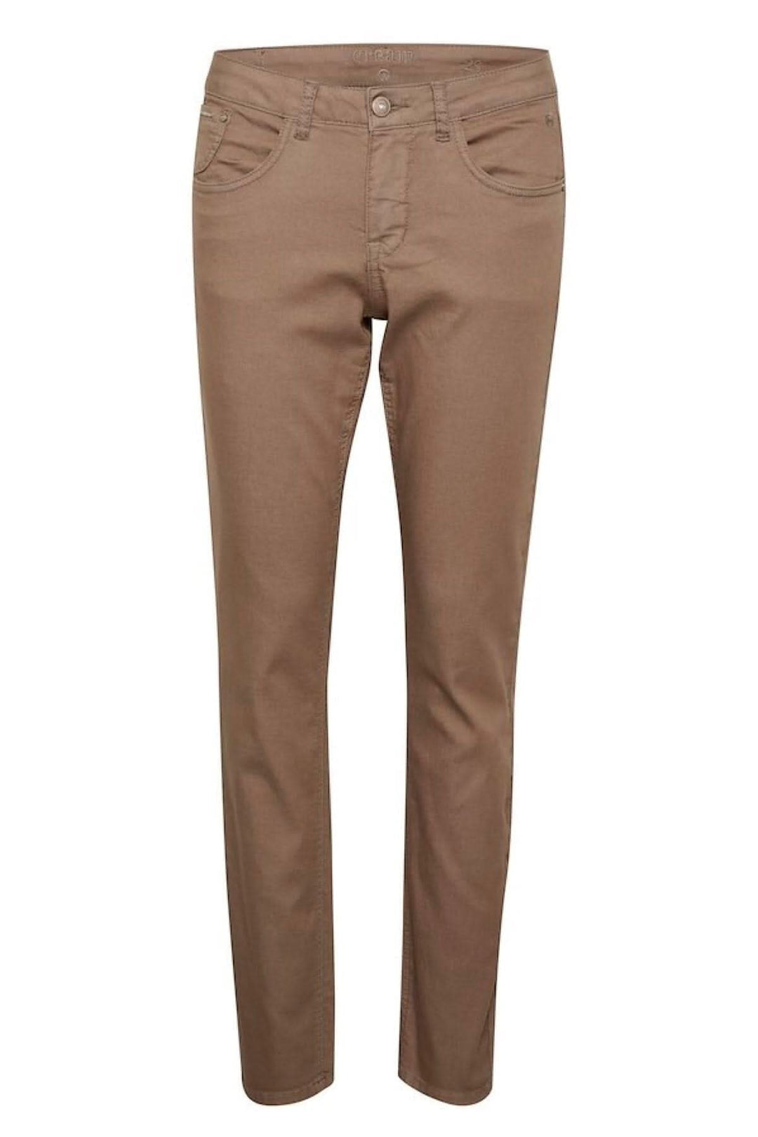 Pantalon style jean étroit en coton et polyester, coupe régulière, couleur marron, confortable et facile d&