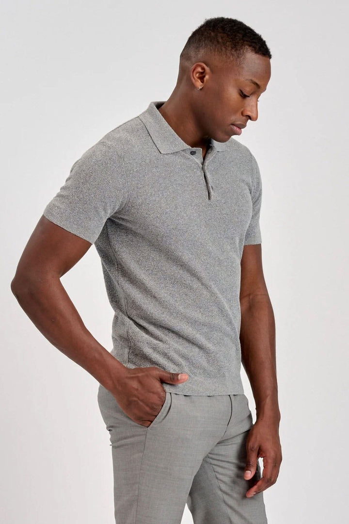 Polo en coton Terry gris pâle pour hommes, confortable et décontracté, idéal pour l&