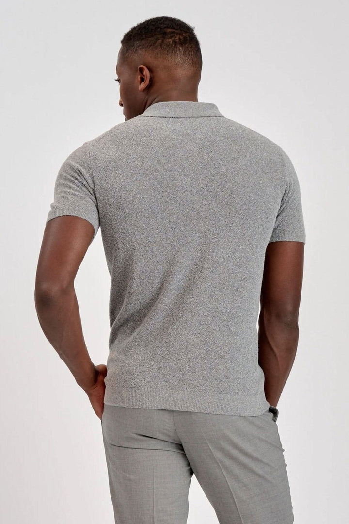 Polo en coton Terry gris pâle, confort décontracté pour l&