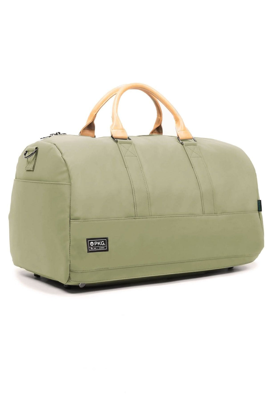 Sac de sport recyclé PKG Bishop 42L en vert, avec poignées en cuir et design résistant à l&