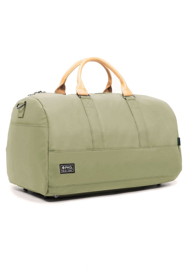 Sac de sport recyclé PKG Bishop 42L en vert, avec poignées en cuir et design résistant à l&