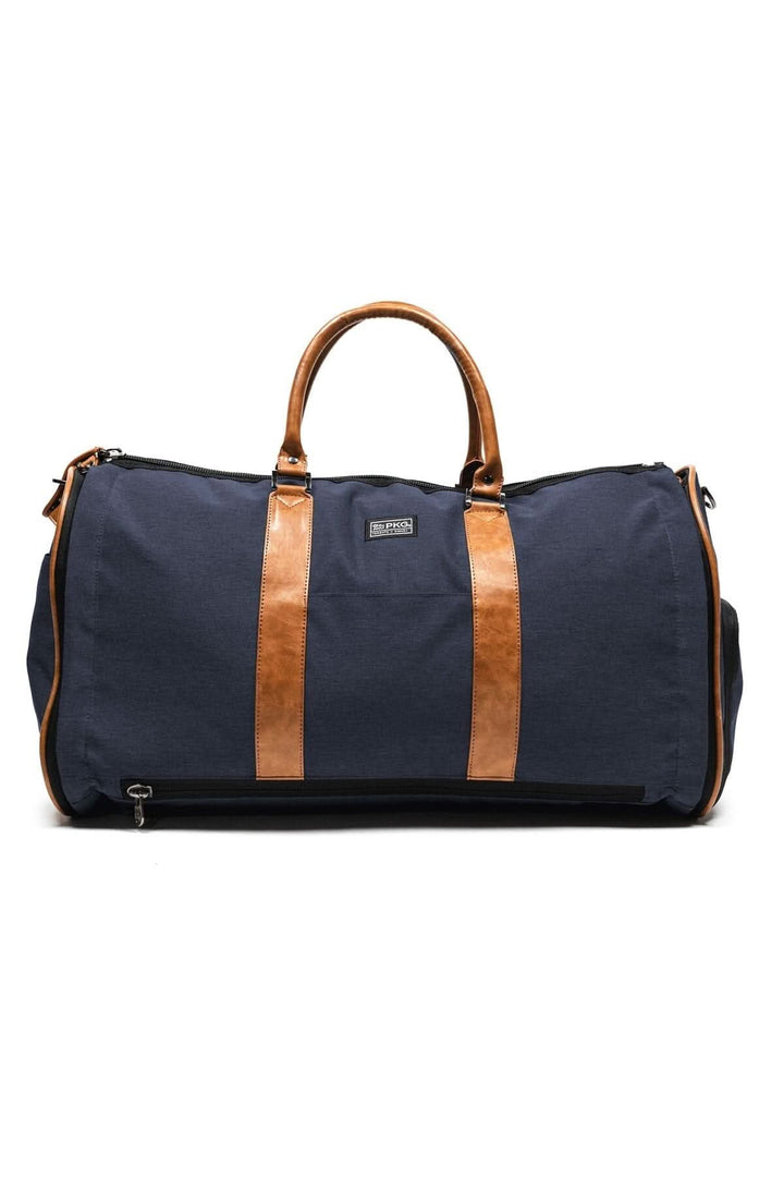 Sac de sport recyclé Rosedale 41L, bleu avec anses en cuir, idéal pour voyages d&