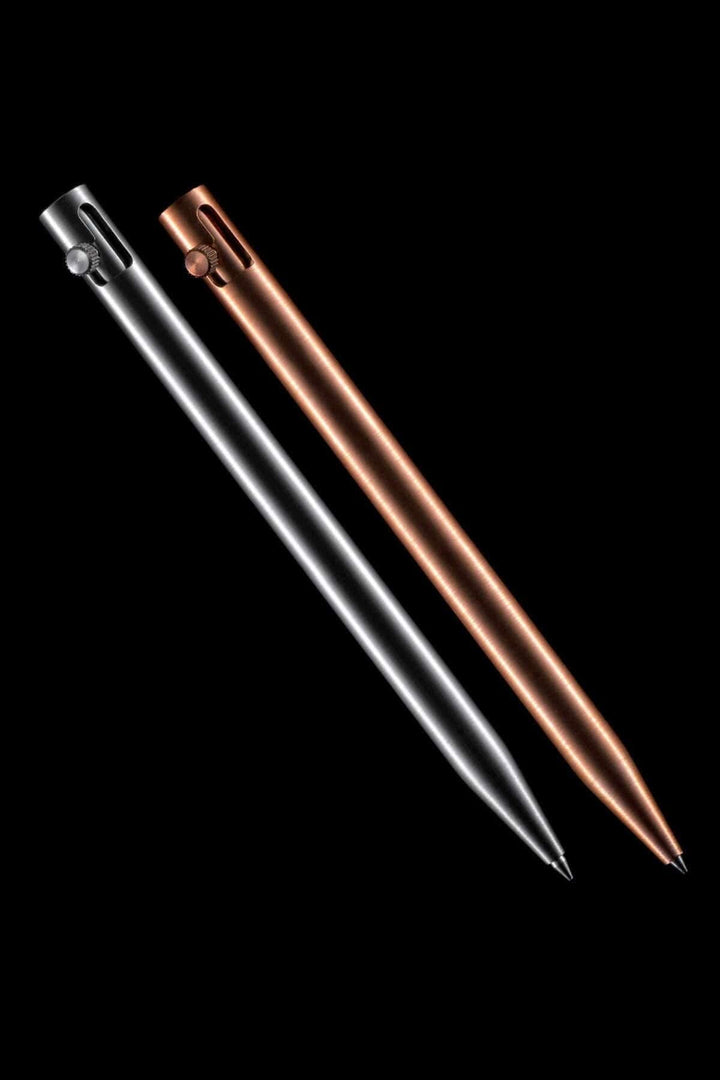 Stylos Modern Fuel en métal, noir et cuivre, avec un design unique et sans pièces plastiques.